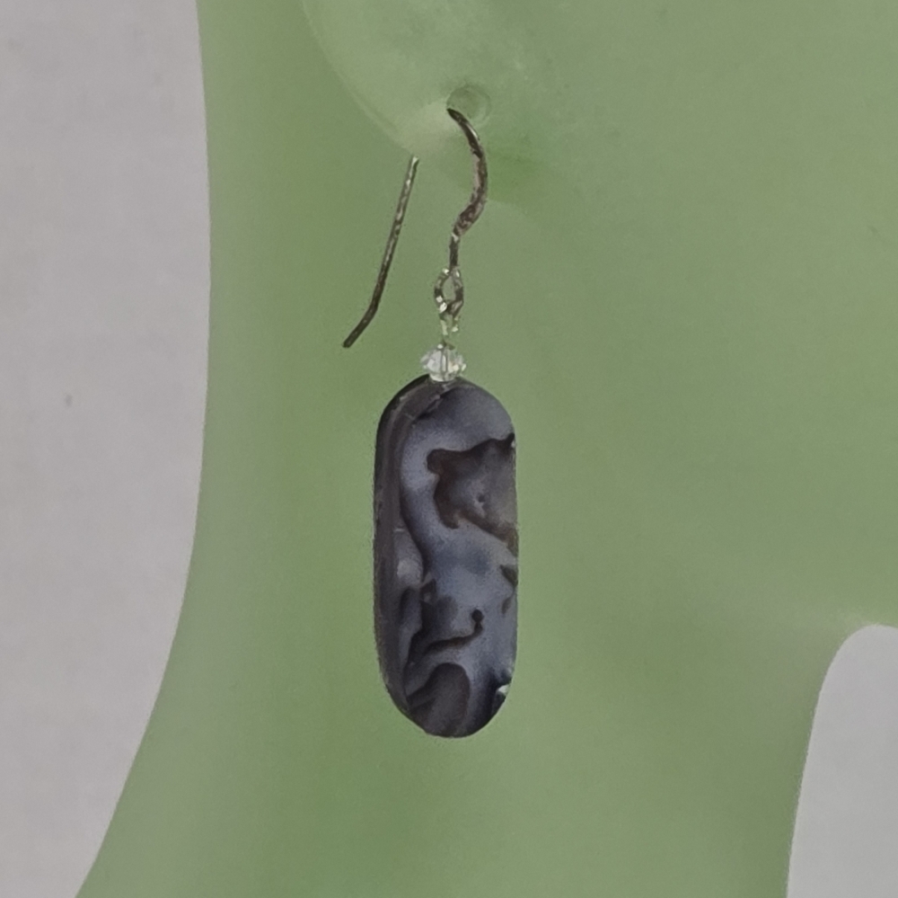 Sterling Silver Oval Abalone Dangle Earrings Euc … - image 4